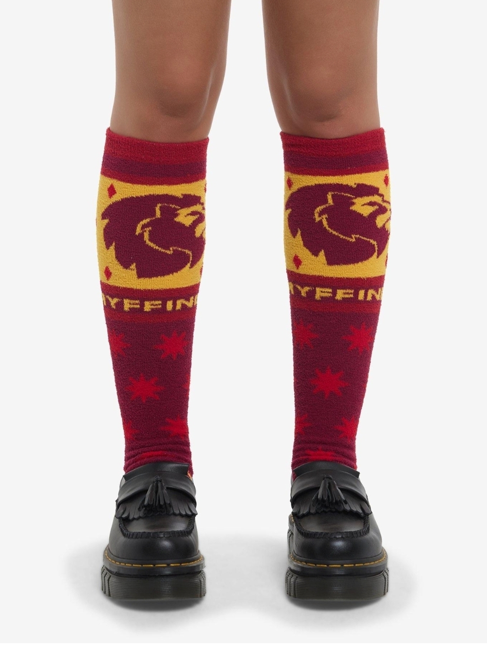 Knee-High Lion Crest Socks in Red & Yellow